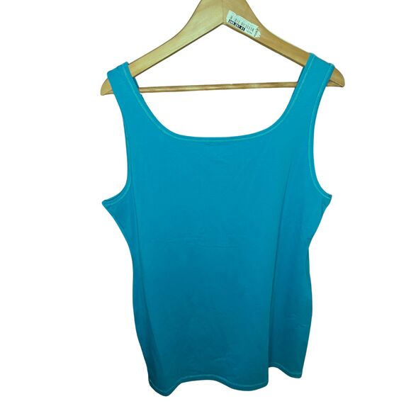Peruvian Connection Surf Blue Tank XL Pima Cotton Long Stretch NWT - Picture 2 of 6